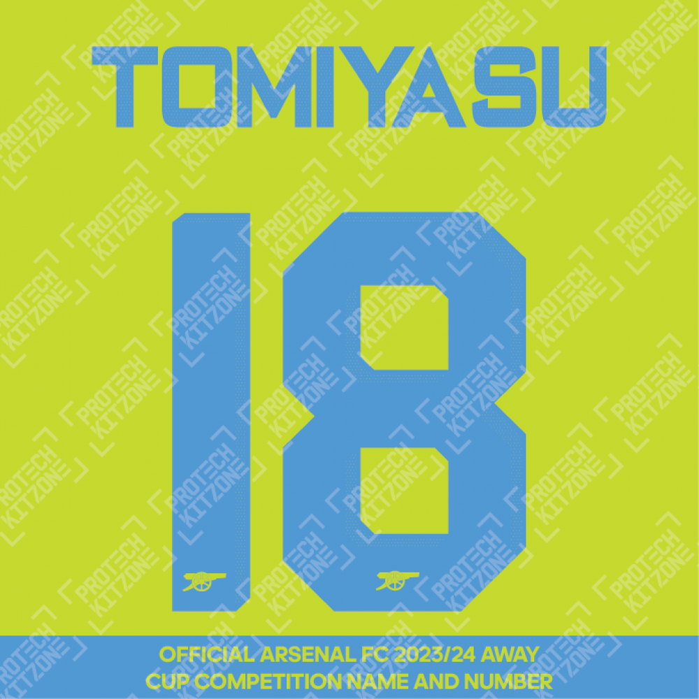 Tomiyasu 18 (Official Arsenal 2023/24 Away Club Name and Numbering)